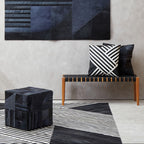 Bosie Black and Grey Deco Hair on Leather Pouffe
