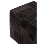 Bosie Black and Grey Deco Hair on Leather Pouffe