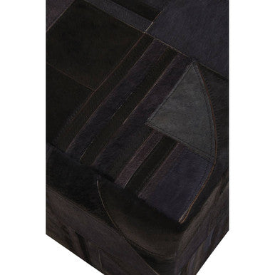 Bosie Black and Grey Deco Hair on Leather Pouffe