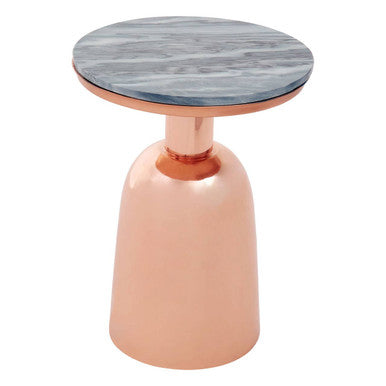 Black Marble Top Side Table with Chunky Copper Iron Base