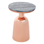 Black Marble Top Side Table with Chunky Copper Iron Base