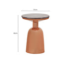 Black Marble Top Side Table with Chunky Copper Iron Base