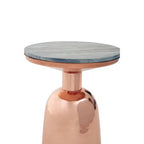 Black Marble Top Side Table with Chunky Copper Iron Base