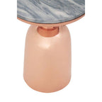 Black Marble Top Side Table with Chunky Copper Iron Base