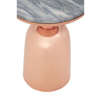 Black Marble Top Side Table with Chunky Copper Iron Base
