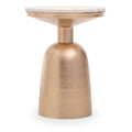 White Marble Top Side Table with Chunky Gold Iron Base