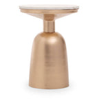 White Marble Top Side Table with Chunky Gold Iron Base