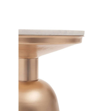 White Marble Top Side Table with Chunky Gold Iron Base