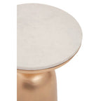 White Marble Top Side Table with Chunky Gold Iron Base