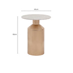 White Carrara Marble Top Side Table with Gold Iron Base
