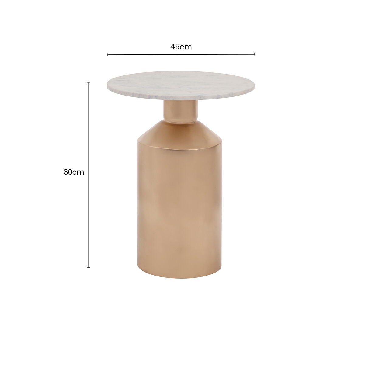 White Carrara Marble Top Side Table with Gold Iron Base