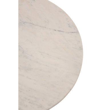 White Carrara Marble Top Side Table with Gold Iron Base