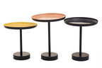 Gold Pink and Black Metal Tray Table Set of 3 with Enamel Tops