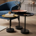 Gold Pink and Black Metal Tray Table Set of 3 with Enamel Tops