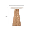 White Tabletop Side Table with Chunky Hammered Gold Base