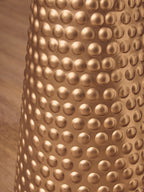 White Tabletop Side Table with Chunky Hammered Gold Base