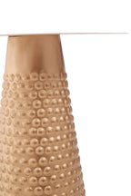 White Tabletop Side Table with Chunky Hammered Gold Base