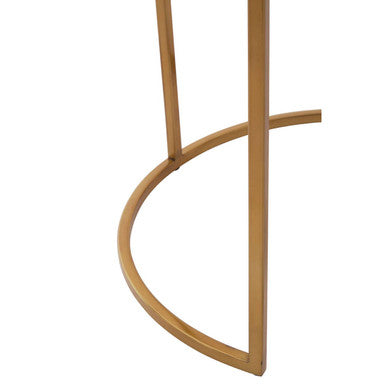 Nest of 2 Gold and Zinc Side Tables with Luxe Gold Steel Frames