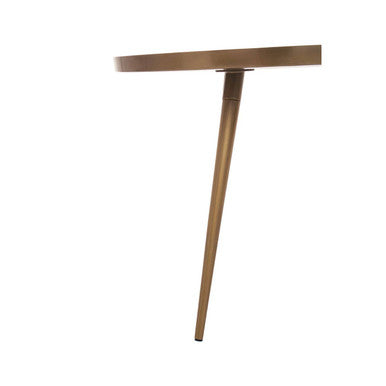 Blue Enamel Nest of Two Side Tables with Gold Finish Metal Frame