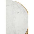 Two-Tier White Marble Top Side Table with Gold Finish Iron Frame
