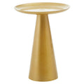 Gold Finish Aluminium Round Side Table with Pedestal Base and Raised Edge Top