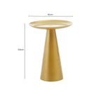 Gold Finish Aluminium Round Side Table with Pedestal Base and Raised Edge Top