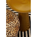 Gold Finish Aluminium Round Side Table with Pedestal Base and Raised Edge Top