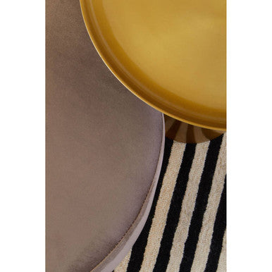 Gold Finish Aluminium Round Side Table with Pedestal Base and Raised Edge Top