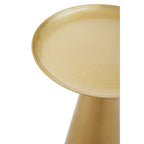 Gold Finish Aluminium Round Side Table with Pedestal Base and Raised Edge Top
