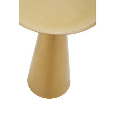 Gold Finish Aluminium Round Side Table with Pedestal Base and Raised Edge Top