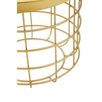 Gold Finish Iron Round Top Side Table with Caged Base