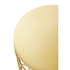 Gold Finish Iron Round Top Side Table with Caged Base