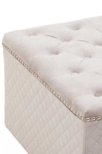 Mink Velvet Square Ottoman