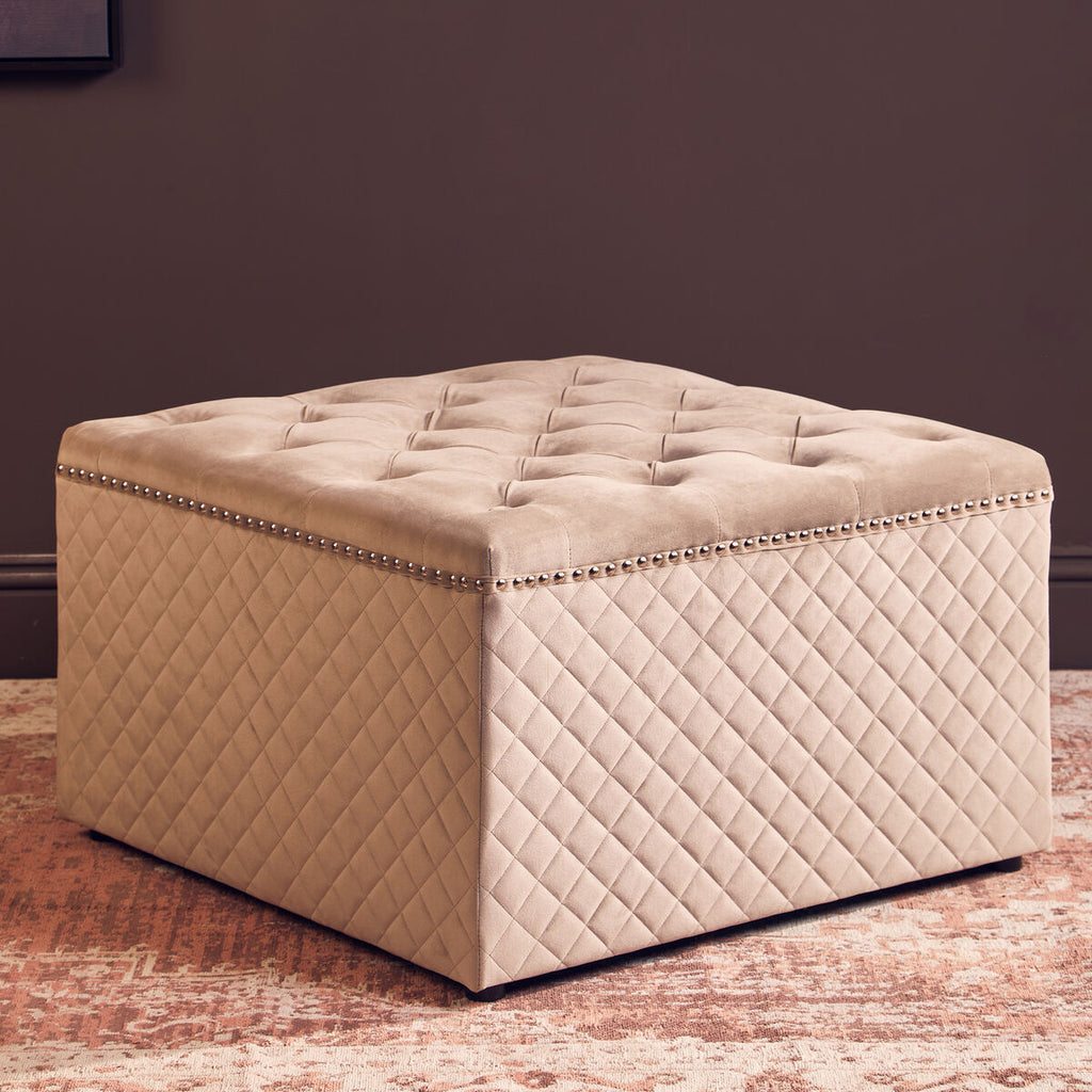 Mink Velvet Square Ottoman
