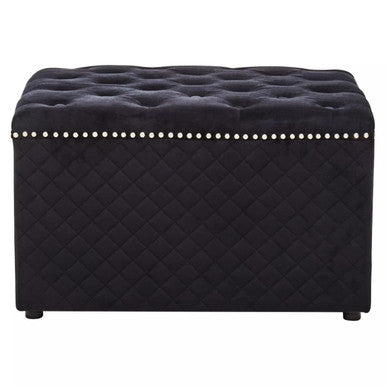 Black Velvet Square Ottoman