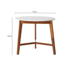 White Marble Top Round Side Table with Sustainable Acacia Wood Base