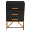 Black Mango Wood 3 Drawer Side Table