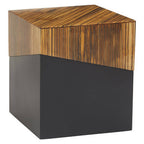 Black and Natural Bamboo Square Side Table