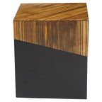 Black and Natural Bamboo Square Side Table