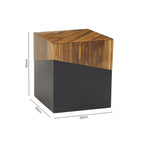 Black and Natural Bamboo Square Side Table