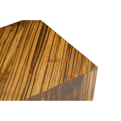 Black and Natural Bamboo Square Side Table