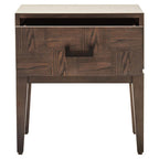 Antique Grey 1-Drawer Side Table with Wooden Legs and Black Metal Handle
