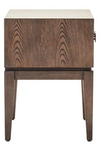 Antique Grey 1-Drawer Side Table with Wooden Legs and Black Metal Handle