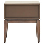 Antique Grey 1-Drawer Side Table with Wooden Legs and Black Metal Handle