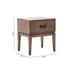 Antique Grey 1-Drawer Side Table with Wooden Legs and Black Metal Handle