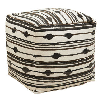 Black and White Ikat Square Pouffe