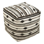 Black and White Ikat Square Pouffe