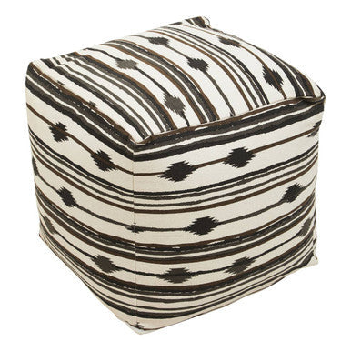 Black and White Ikat Square Pouffe