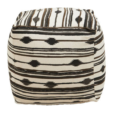 Black and White Ikat Square Pouffe