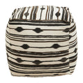 Black and White Ikat Square Pouffe
